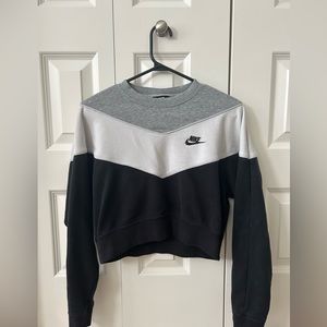Black grey and white Nike Cropped Crewneck Sweatshirt (woman’s)